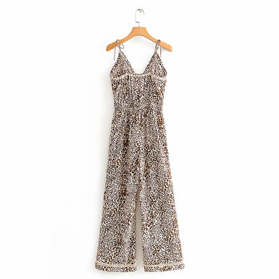 Jumpsuit con Escote en V, Cintura Ajustada y Pantalón Ancho con Tirantes - Image 7