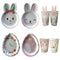 Set de Platos y Vasos de Papel Conejo Pascua - Decoración Fiesta de Pascua