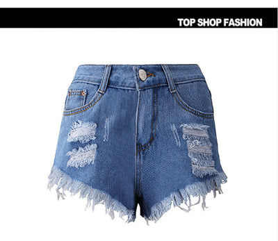 Shorts de Mezclilla Azul con Flecos Irregulares - Image 6