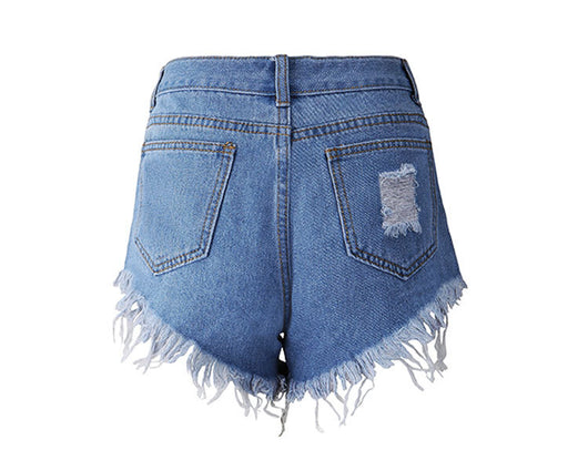 Shorts de Mezclilla Azul con Flecos Irregulares - Image 7