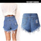 Shorts de Mezclilla Azul con Flecos Irregulares
