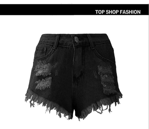 Shorts de Mezclilla Azul con Flecos Irregulares