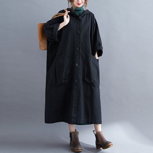 Abrigo Trinchera Largo Oversize para Mujer con Bolsillos Amplios
