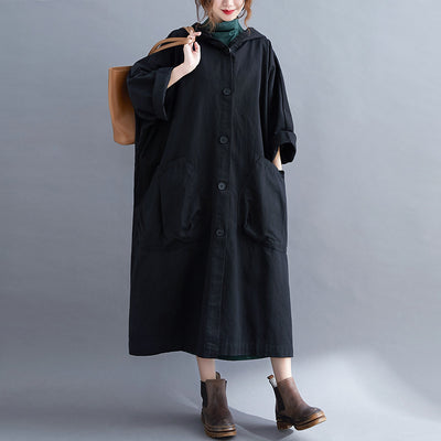 Abrigo Trinchera Largo Oversize para Mujer con Bolsillos Amplios