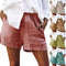 Shorts de Lino Cintura Alta Color Sólido con Bolsillos