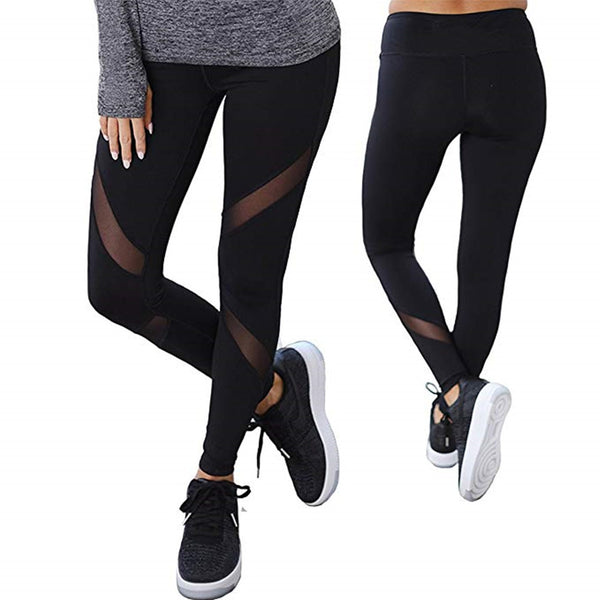 Leggings de Cintura Alta con Detalles en Malla Contrastante para Yoga