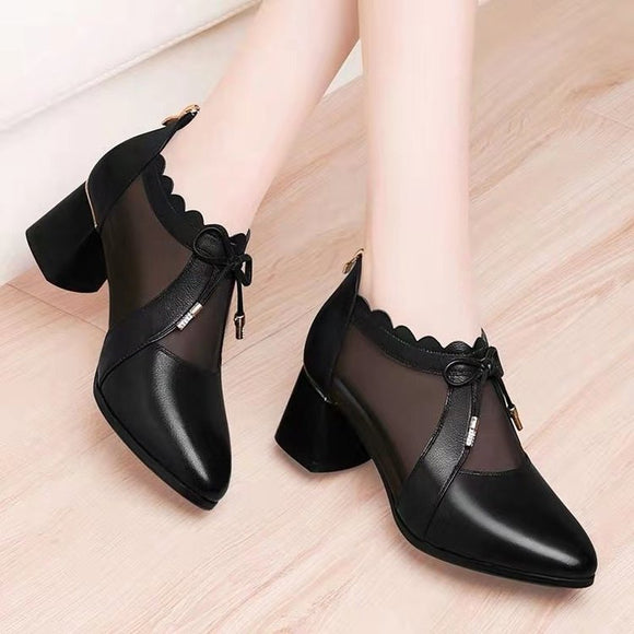 Zapatos de Tacón Bajo con Punta Afilada y Malla Transpirable