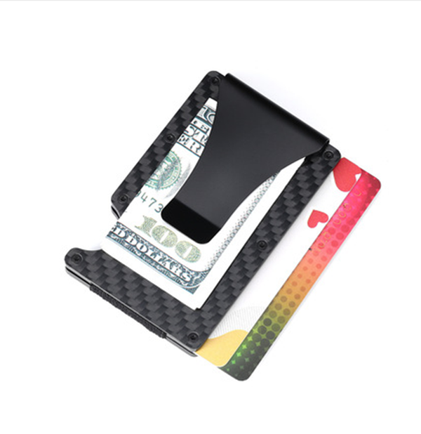 Billetera Minimalista de Metal con Protección RFID y Fibra de Carbono