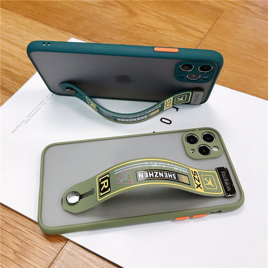 Funda iPhone con Botón de Color y Banda de Muñeca Compatible - Image 3
