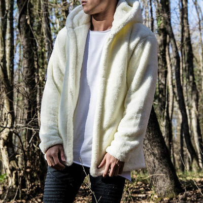 Chaqueta Hoodie Polar Cálida para Hombre - Diseño Liso Versátil - Image 11