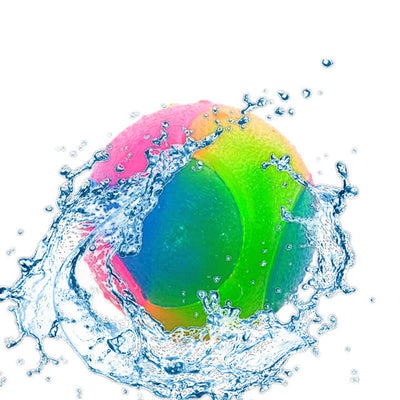 High stretch dog toy ball with a luminous tricolor design, featuring vibrant rainbow colors and a textured surface. - Image 5