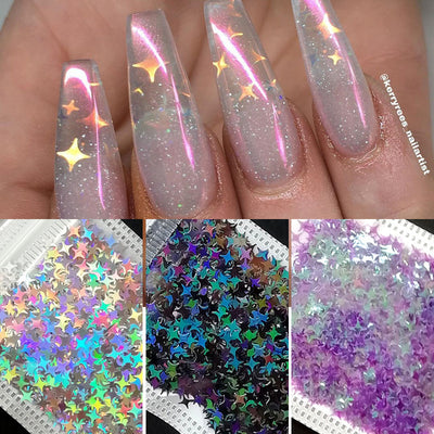 Lentejuelas Láser Estrella de Cuatro Puntas para Nail Art - Image 14
