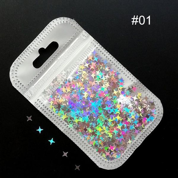 Lentejuelas Láser Estrella de Cuatro Puntas para Nail Art - Image 10