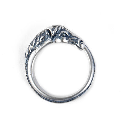 Anillo de Cabeza de Caballo en Plata 925 Estilo Vintage Desgastado - Image 11