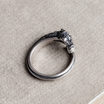 Anillo de Cabeza de Caballo en Plata 925 Estilo Vintage Desgastado - Image 2