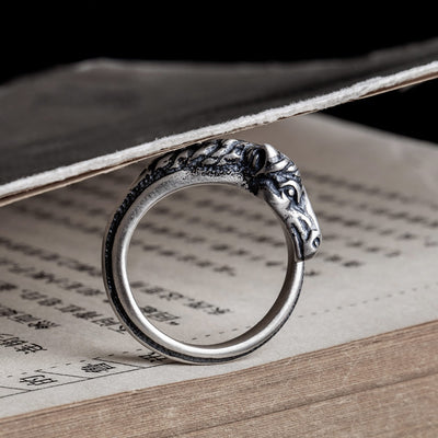 Anillo de Cabeza de Caballo en Plata 925 Estilo Vintage Desgastado - Image 3