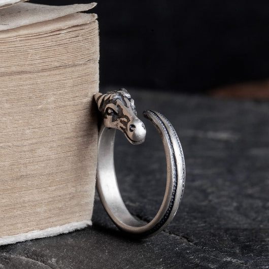Anillo de Cabeza de Caballo en Plata 925 Estilo Vintage Desgastado - Image 4