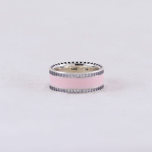 Anillo de Plata 925 con Diamante Rosa y Resina Epoxi