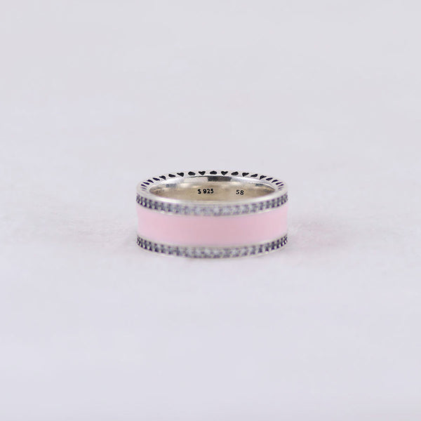 Anillo de Plata 925 con Diamante Rosa y Resina Epoxi