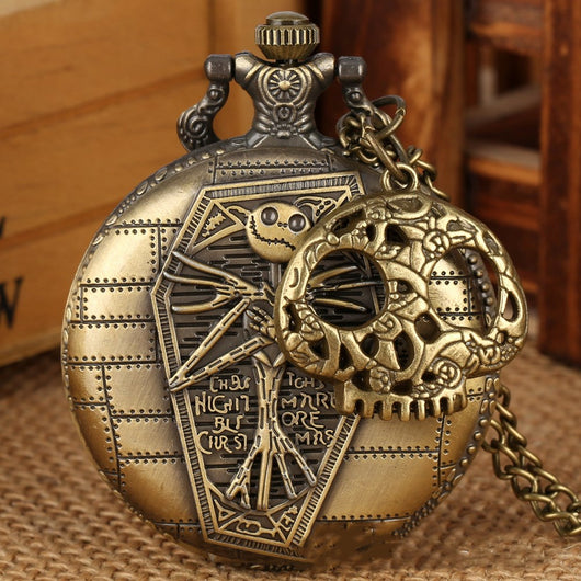 Reloj de Bolsillo Retro Hueco Temática Noche de Miedo Navideña - Image 8