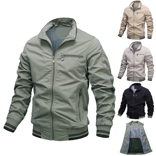 Chaqueta Casual de Algodón Teñida Sólida para Hombre