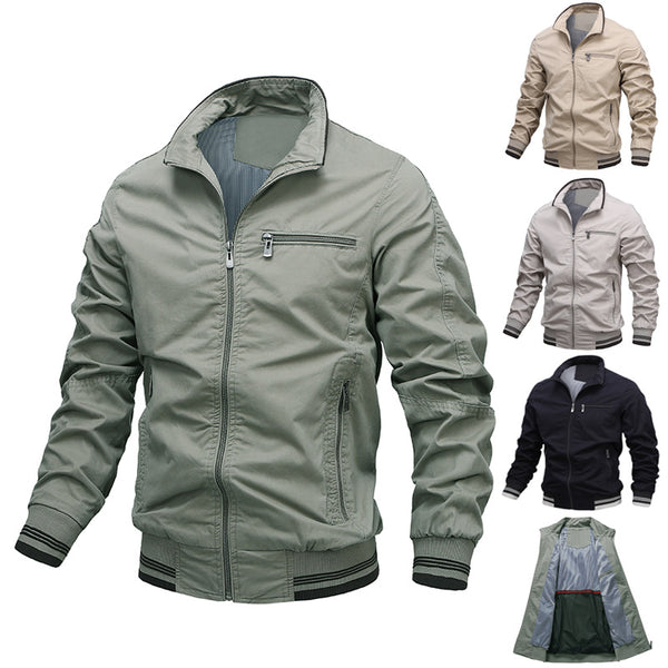 Chaqueta Casual de Algodón Teñida Sólida para Hombre