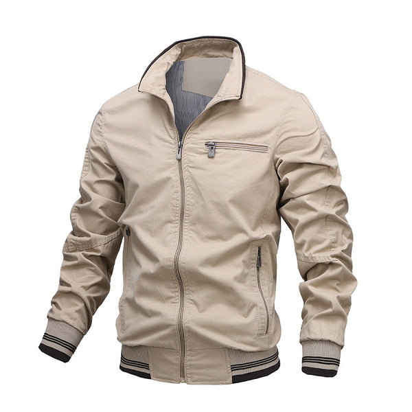 Chaqueta Casual de Algodón Teñida Sólida para Hombre - Image 5