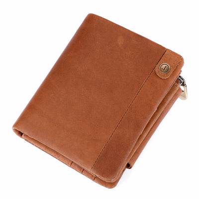Billetera Vertical de Cuero con Protección RFID y Múltiples Compartimentos