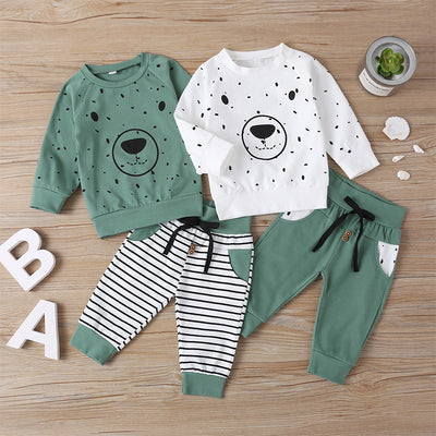 Conjunto de Dos Piezas Infantil Manga Larga con Diseño de Osito
