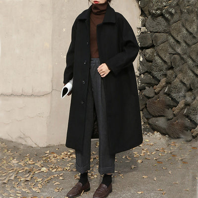 Abrigo Largo de Lana Estilo Universitario para Mujer - Image 3