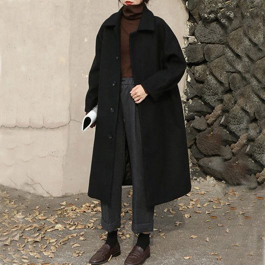 Abrigo Largo de Lana Estilo Universitario para Mujer - Image 3