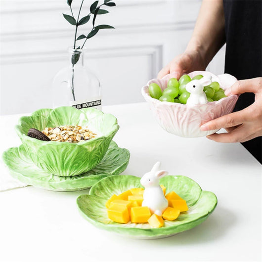 Vajilla Infantil de Cerámica Pintada a Mano con Animales Lindos de Pascua - Platos y Tazones para Ensaladas, Frutas y Postres - Image 5