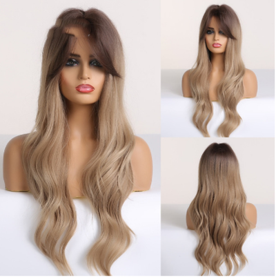 Peluca Larga Rizada con Flequillo Ocho Caracteres - Cabello Sintético para Mujer