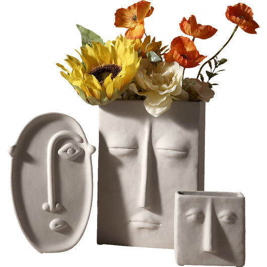 Florero Decorativo de Cerámica Nórdico con Rostro Artístico - Image 8