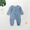 Enterizo Denim con Costuras Contrastantes y Mangas Largas