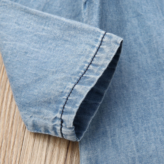 Enterizo Denim con Costuras Contrastantes y Mangas Largas - Image 6