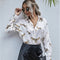 Blusa Estampada con Patrón de Tigre de Manga Larga para Mujer