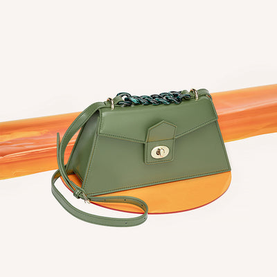 Bolso Mensajero de Cuero Genuino con Cuentas para Mujer - Image 10