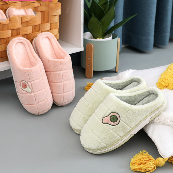 Pantuflas de Felpa Cálidas con Suela Antideslizante - Diseño Aguacate