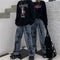 Jeans Vintage Lavados Rectos Cintura Alta Estilo Papá