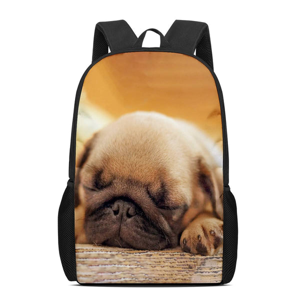 Mochila Escolar Personalizada con Patrón de Pug