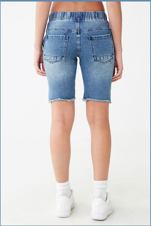 Shorts de Mezclilla con Cintura Elástica y Rotos - Image 7
