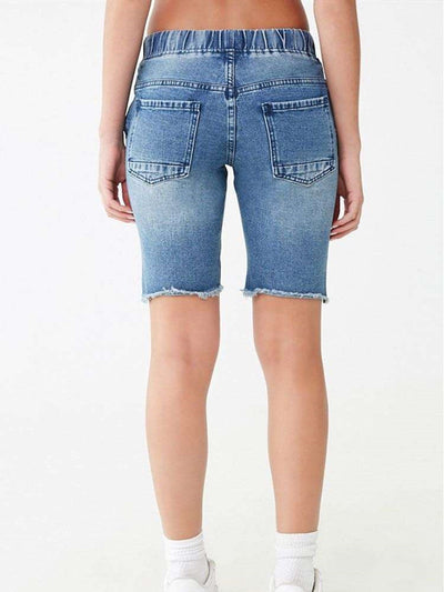 Shorts de Mezclilla con Cintura Elástica y Rotos - Image 6
