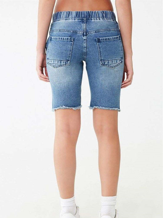 Shorts de Mezclilla con Cintura Elástica y Rotos - Image 6