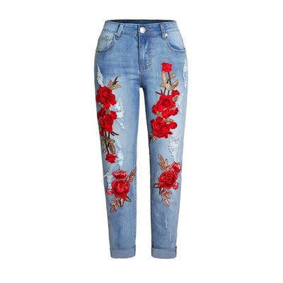 Pantalones Vaqueros Largos Sueltos con Rotos para Mujer Talla Grande - Image 4