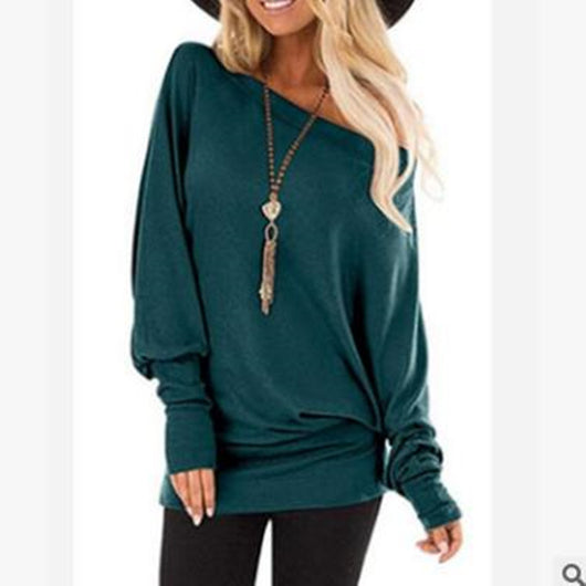 Blusa Manga Larga Básica de Color Sólido para Mujer - Image 8