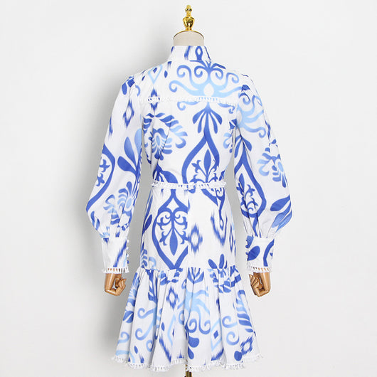 Blusa con Cuello de Solapa y Mangas Linterna + Falda Corta Cintura Alta - Image 10