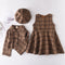 Conjunto de 3 Piezas: Chaleco, Falda y Abrigo de Lana con Boina