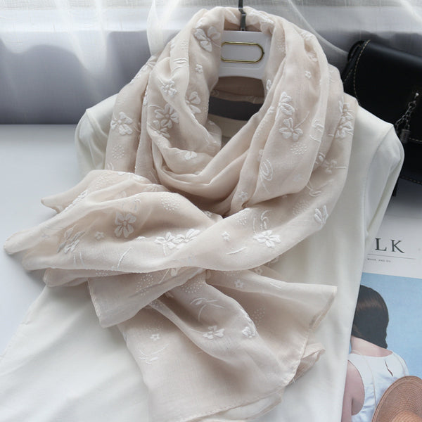 Pañuelo Estilo Coreano Trébol de Cuatro Hojas - Colores Lisos para Mujer