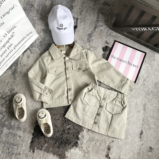 Conjunto Denim de Dos Piezas para Niñas: Chaqueta y Falda - Image 10